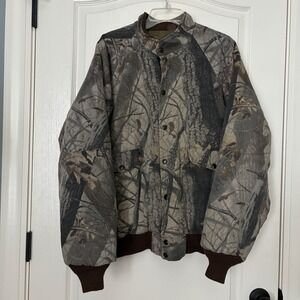 Vintage Classics Realtree Hardwoods Camo Hunting Jacket Large USA Quilted Bomber